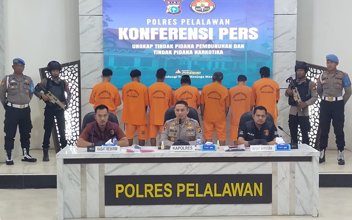 Polres Pelalawan Bekuk 6 Tersangka Pelaku Pengeroyokan Hingga Menyebabkan Korban Tewas