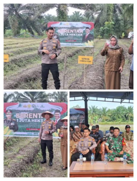 Hadiri Penanaman Jagung Serentak di Desa Rantau Sakti, Kapolsek Bersama Pemdes Komit Dukung Ketahanan Pangan