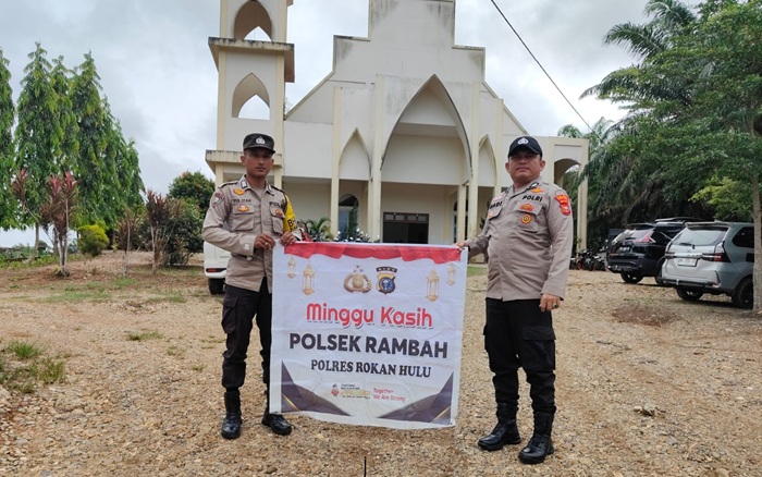 Gelar Minggu Kasih, Polsek Rambah Patroli Kemanaan di Dua Tempat Ibadah