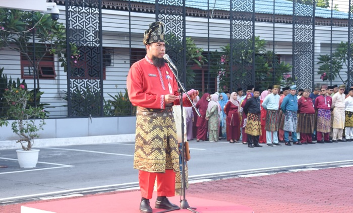 Dipimpin Asisten I, Pemkab Bengkalis Laksanakan Apel Peringatan Hari Jadi ke-68 Provinsi Riau