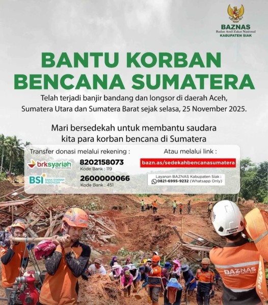 Bupati Siak Imbau Dua  Kali Jumat Sedekah Khusus Bantu Korban Bencana Sumatera