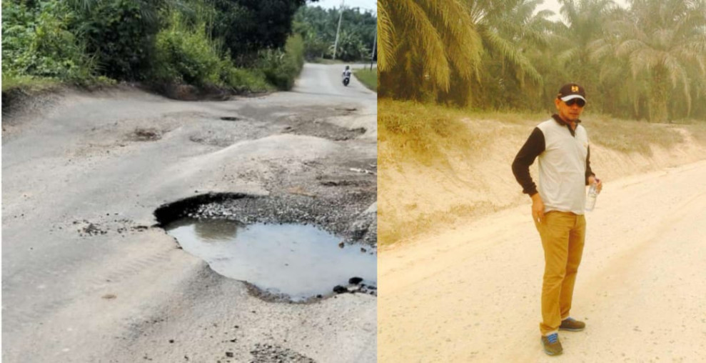 Rusak Parah, Warga Minta Pemerintah Perbaiki Jalan Lintas Provinsi di Rohul