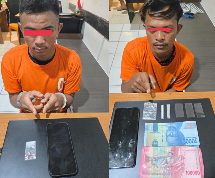 Polsek Bukit Batu Ringkus Dua Pelaku Narkoba, Sabu Siap Edar di Amankan