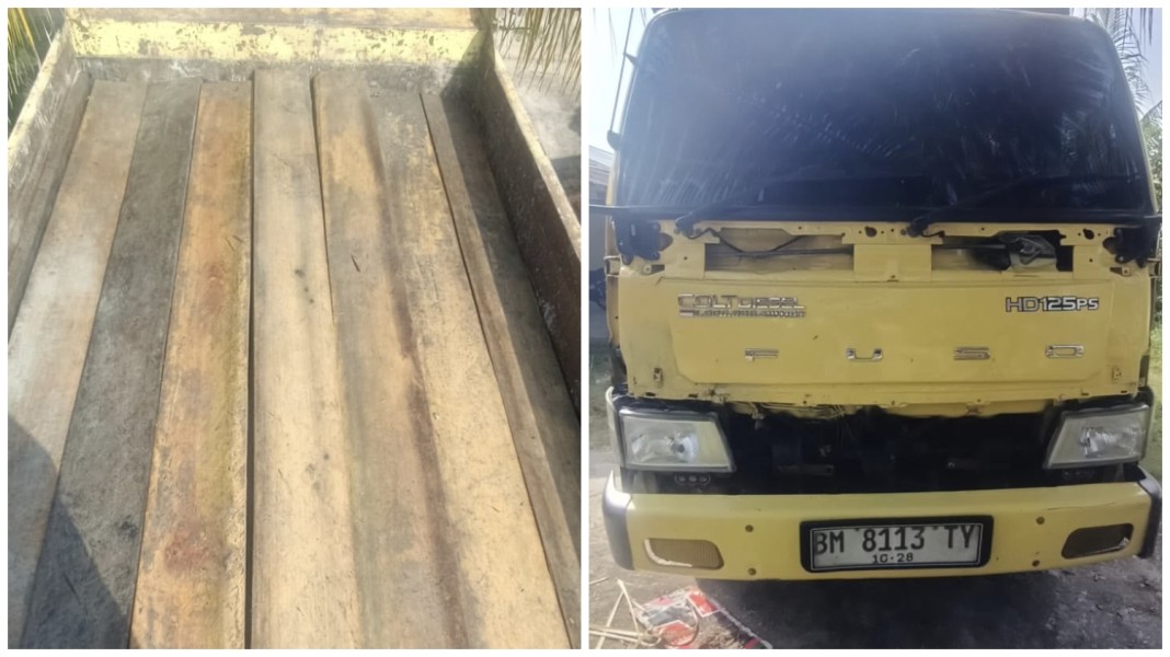 Polres Pelalawan Gagalkan Pengiriman 12 Kubik Kayu Ilegal, Dua Truk Disita di Jalur Lintas Bono