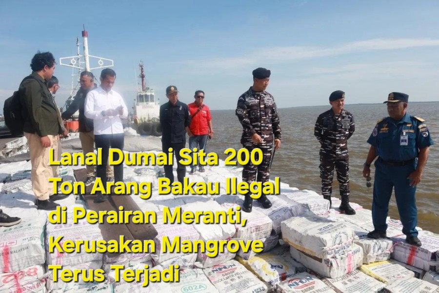 Lanal Dumai Sita 200 Ton Arang Bakau Ilegal di Perairan Meranti, Perusakan Mangrove Terus Terjadi