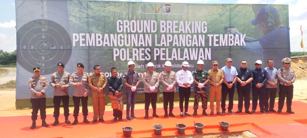 Lahan Dihibahkan Pemkab, Bupati Zukri Dampingi Kapolda Riau Ground Breaking Lapangan Tembak Polres
