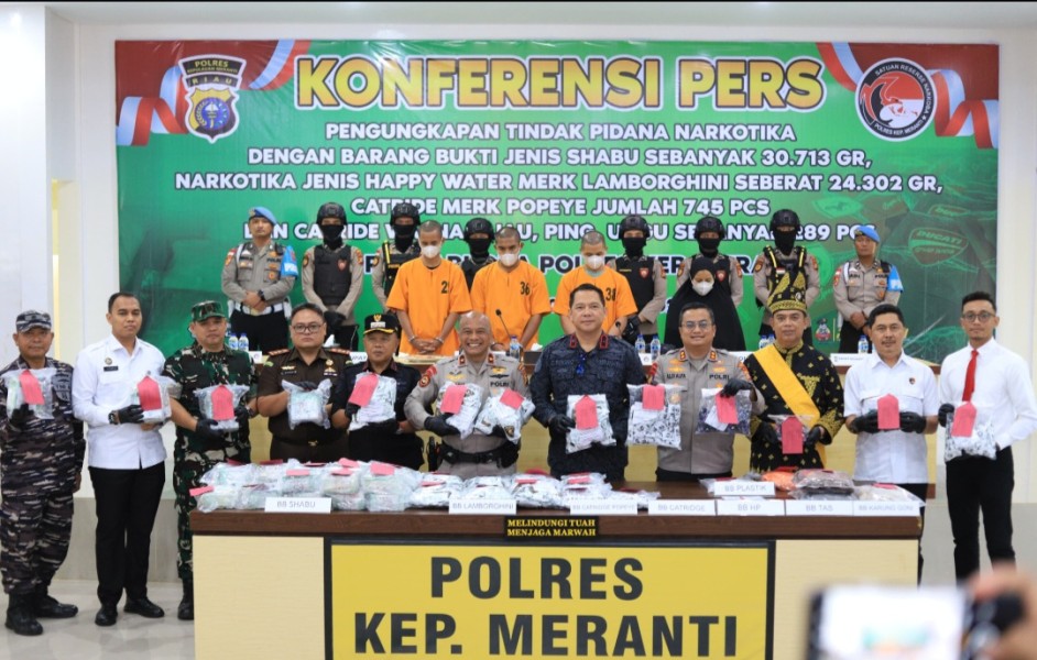 Bupati Meranti Apresiasi Polres Gagalkan Penyelundupan 30 Kg Sabu dan Happy Water Jaringan Internasional