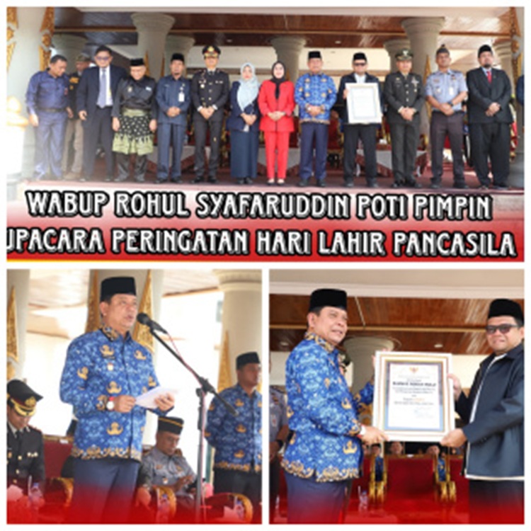 Pimpin Upacara Hari Lahir Pancasila di Rohul, Wabup Syafaruddin Poti Tegaskan Pancasila Harus Hidup dalam Kebijakan, Perilaku, dan Persatuan Bangsa
