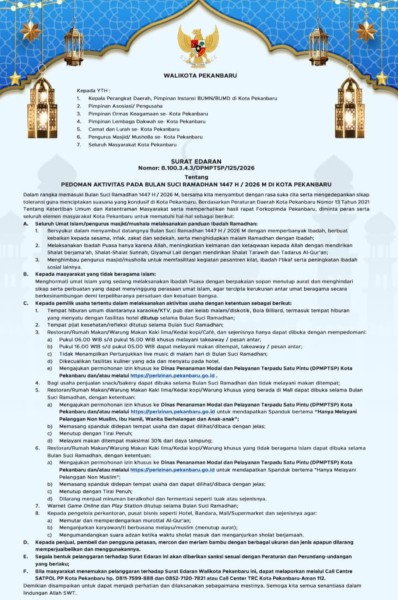 Tegas, Wali Kota Pekanbaru Larang Tempat Hiburan Buka Selama Ramadan, Rumah Makan Non Muslim Tetap Buka Dengan Syarat