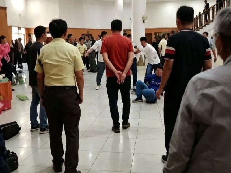 Rapat Banggar Berujung Ricuh, Pendukung Dua Anggota DPRD Riau Baku Hantam di Lobi Gedung