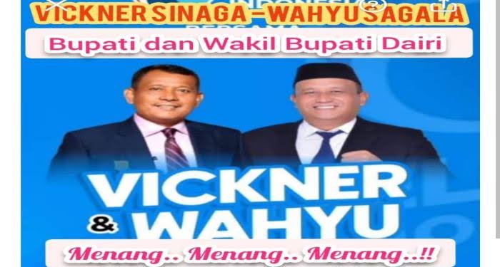 Perhitungan Cepat, Pasangan Vickner Sinaga-Wahyu Daniel Sagala Ungguli Pilkada Dairi 2024