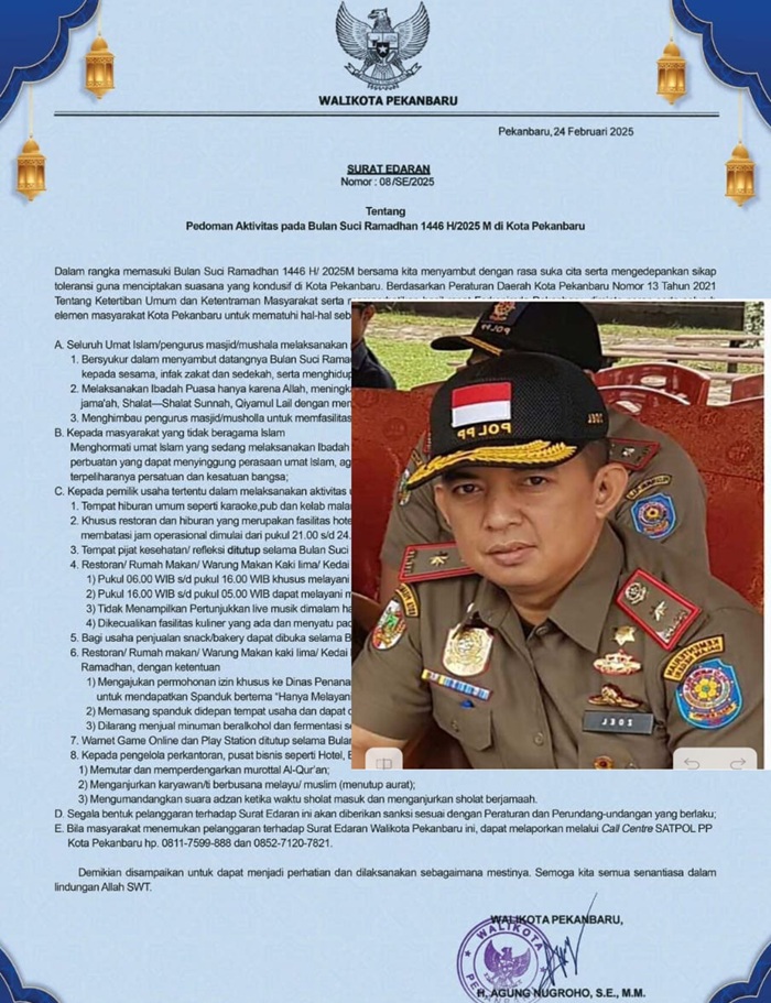 Kasatpol PP Pekanbaru Tegaskan, Semua Hiburan Malam Wajib Tutup Selama Ramadhan